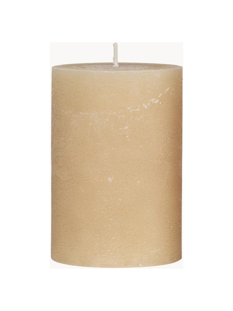 Bougie pilier artisanale Rustic, Paraffine, Beige, Ø 7 x haut. 15 cm
