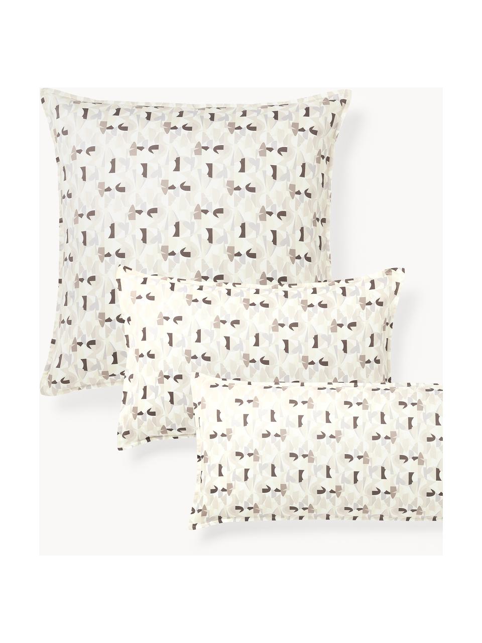 Funda de almohada de satén estampado Cadence, Tonos beige, 45 x 110 cm