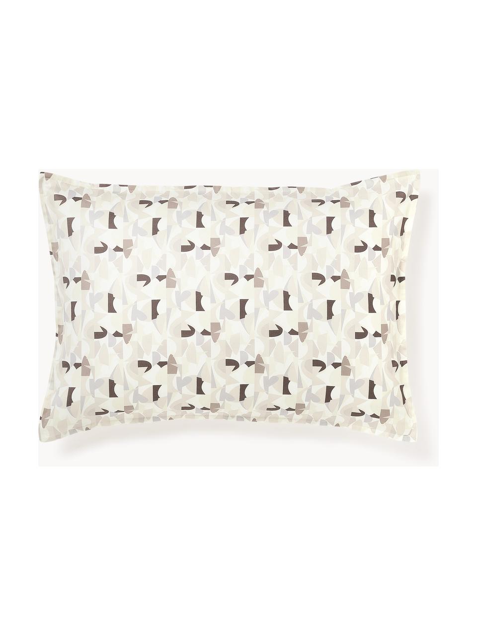 Funda de almohada de satén estampado Cadence, Tonos beige, 45 x 110 cm