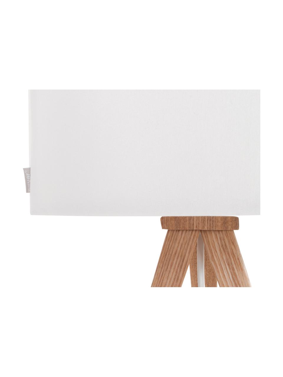 Lampa podłogowa z drewnianymi nogami Tripod, Biały, fornir dębowy, Ø 50 x W 157 cm