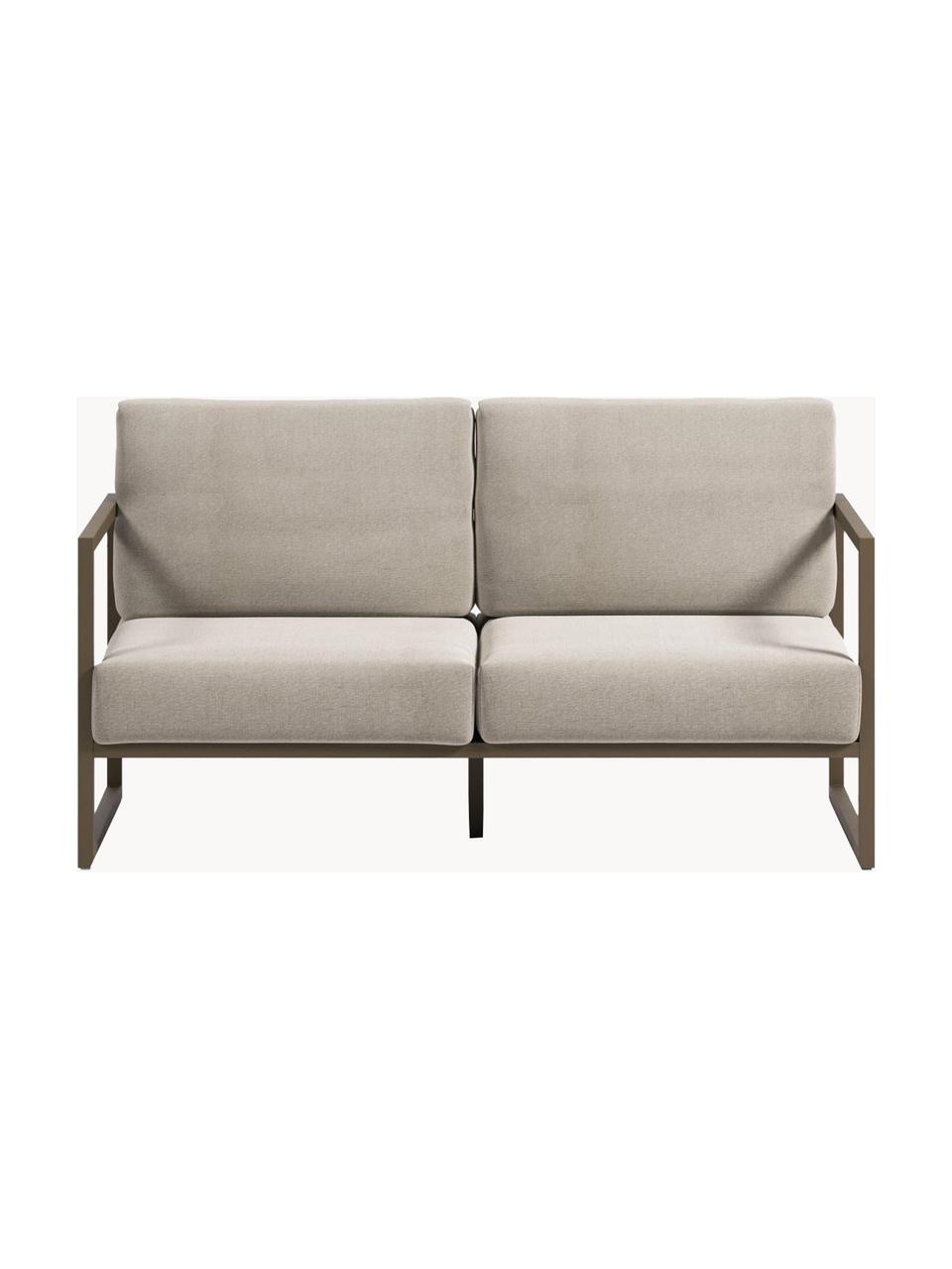 Garten-Loungesofa (2-Sitzer) Comova, Bezug: 100 % Polyester, Gestell: Metall, pulverbeschichtet, Webstoff Hellbeige, Olivgrün, B 152 x T 85 cm