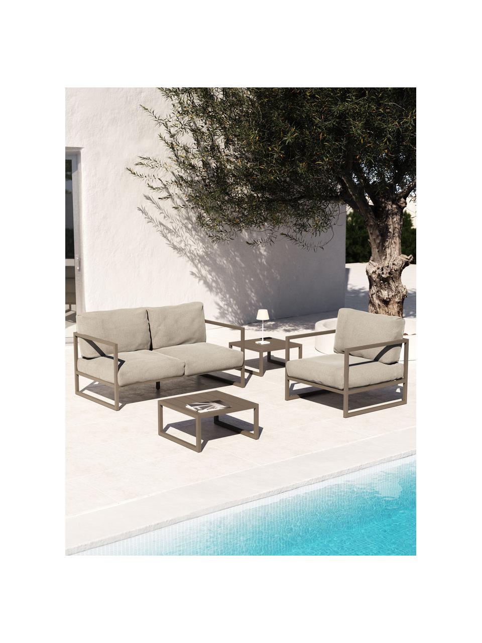 Garten-Loungesofa (2-Sitzer) Comova, Bezug: 100 % Polyester, Gestell: Metall, pulverbeschichtet, Webstoff Hellbeige, Olivgrün, B 152 x T 85 cm