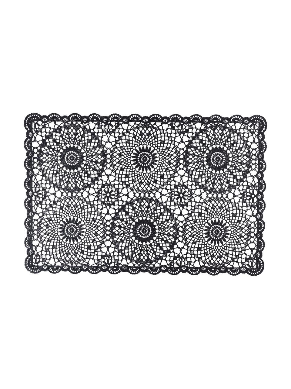 Kunststoff-Tischset Crochet, 4 Stück, Kunststoff (PVC), Schwarz, B 30 x L 45 cm