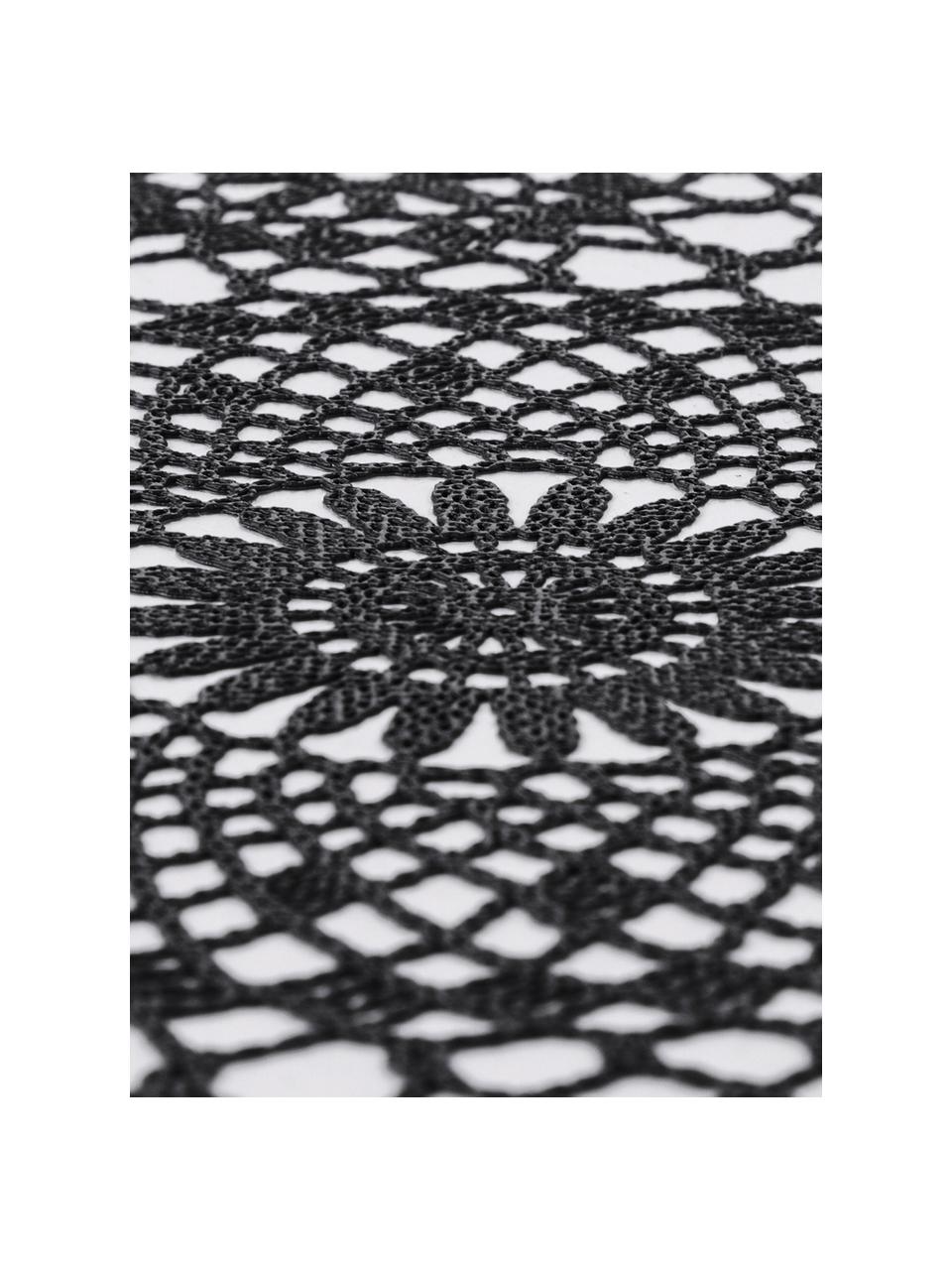 Placemats Crochet, 4 stuks, Kunststof (PVC), Zwart, B 20 x L 35 cm