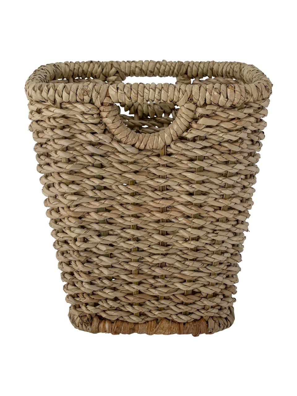 Cesta artesanal de fibras naturales Tennie, Hojas de palmera, bambú, ratán, Beige, An 26 x Al 28 cm