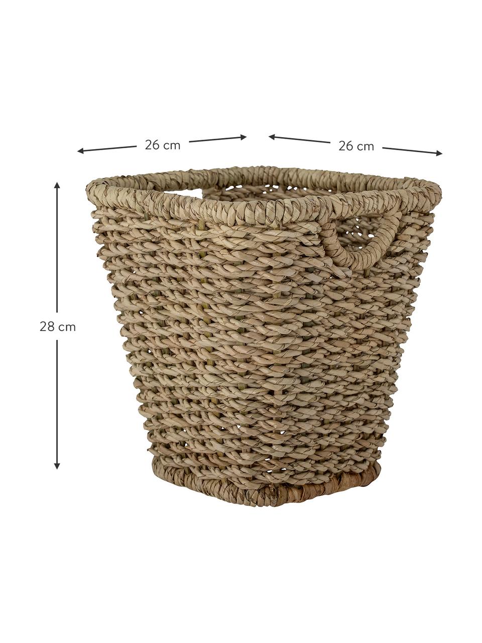 Ręcznie wykonany kosz do przechowywania z włókna naturalnego Tennie, Liść palmy, drewno bambusowe, rattan, Jasny brązowy, S 26 x W 28 cm