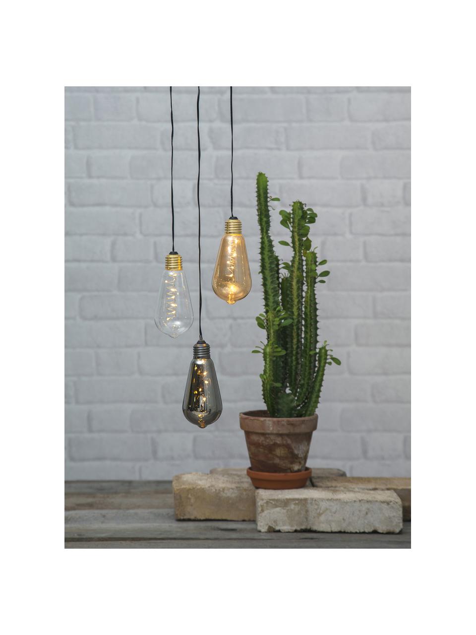 Decoratieve lamp Glow, Lampenkap: getint glas, Fitting: gecoat metaal, Zwart, Ø 6 x H 13 cm