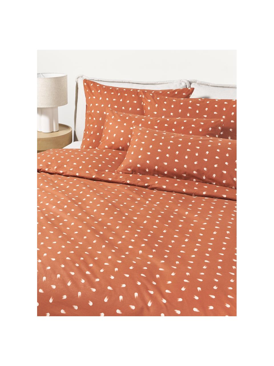 Funda nórdica de algodón estampado Amma, Terracota, Cama 90 cm (155 x 220 cm)