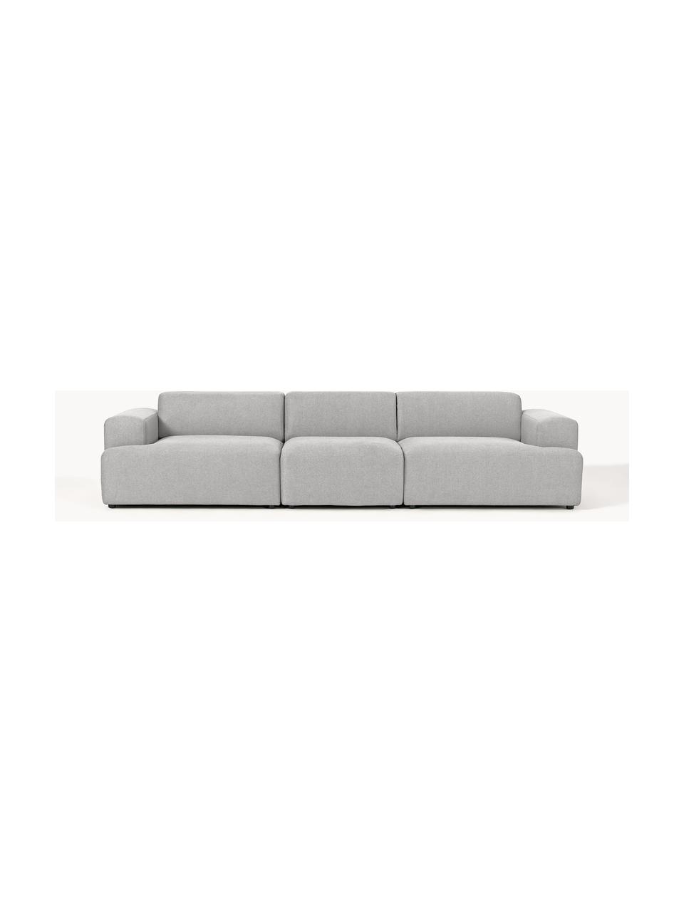 Sofa Melva (4-Sitzer), Bezug: 100 % Polyester Der strap, Gestell: Massives Kiefern- und Fic, Füße: Kunststoff Dieses Produkt, Webstoff Hellgrau, B 319 x T 101 cm