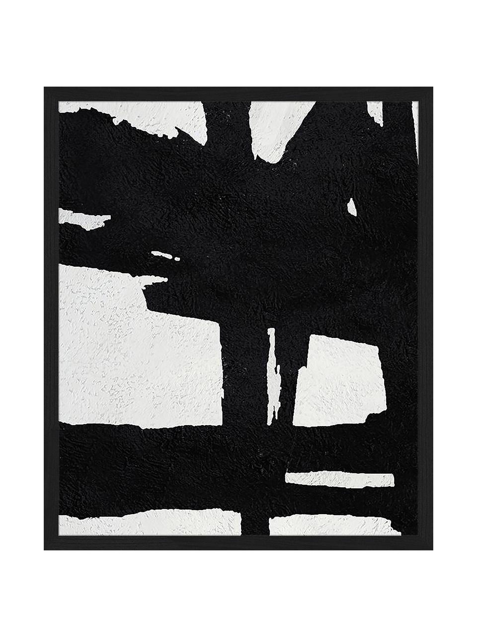 Zarámovaný digitální tisk Abstract Black, Černá, bílá