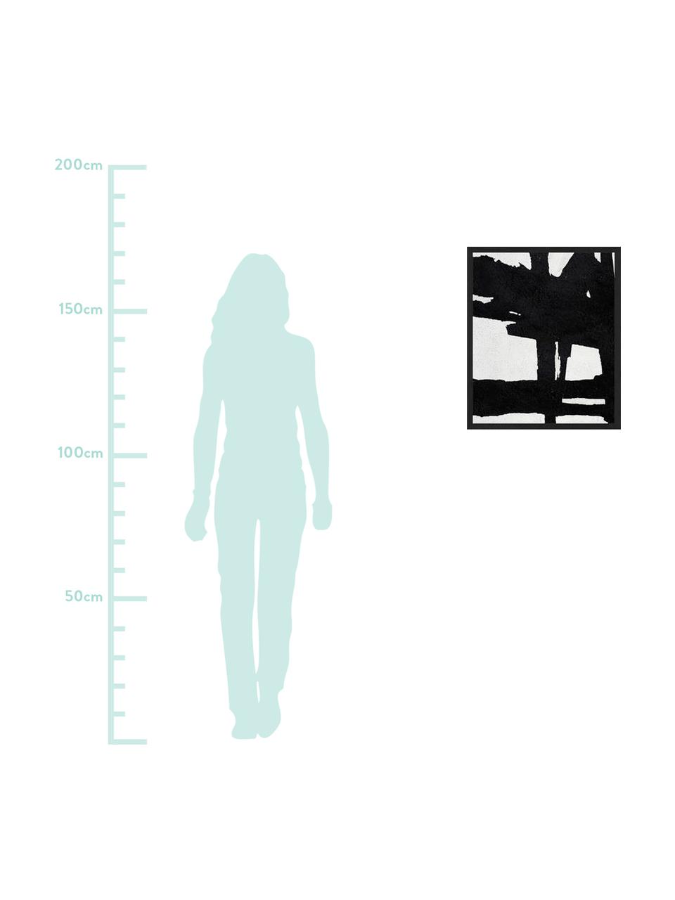 Gerahmter Digitaldruck Abstract Black, Bild: Digitaldruck auf Papier, , Rahmen: Holz, lackiert, Front: Plexiglas, Schwarz, Weiss, 53 x 63 cm