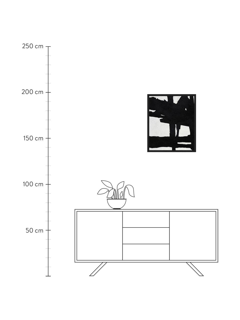 Gerahmter Digitaldruck Abstract Black, Bild: Digitaldruck auf Papier, , Rahmen: Holz, lackiert, Front: Plexiglas, Schwarz, Weiß, B 53 x H 63 cm