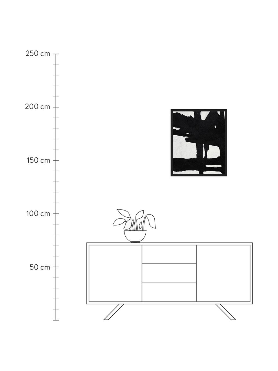 Stampa digitale incorniciata Abstract Black, Immagine: stampa digitale su carta,, Cornice: legno verniciato, Nero, bianco, Larg. 53 x Alt. 63 cm