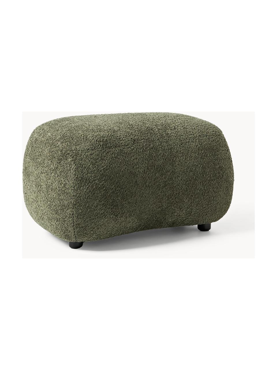 Hocker Alba aus Teddy-Bouclé, Bezug: 100 % Polyester (Teddy-Bo, Teddy-Bouclé Dunkelgrün, B 70 x H 42 cm, gebogen links