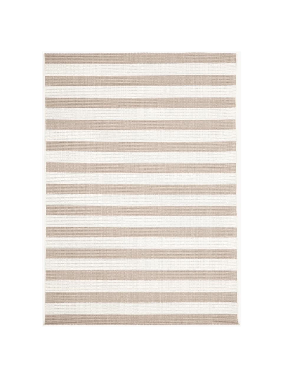 Tappeto a righe da interno-esterno Axa, 86% polipropilene, 14% poliestere, Bianco latte, beige, Larg. 80 x Lung. 150 cm (taglia XS)