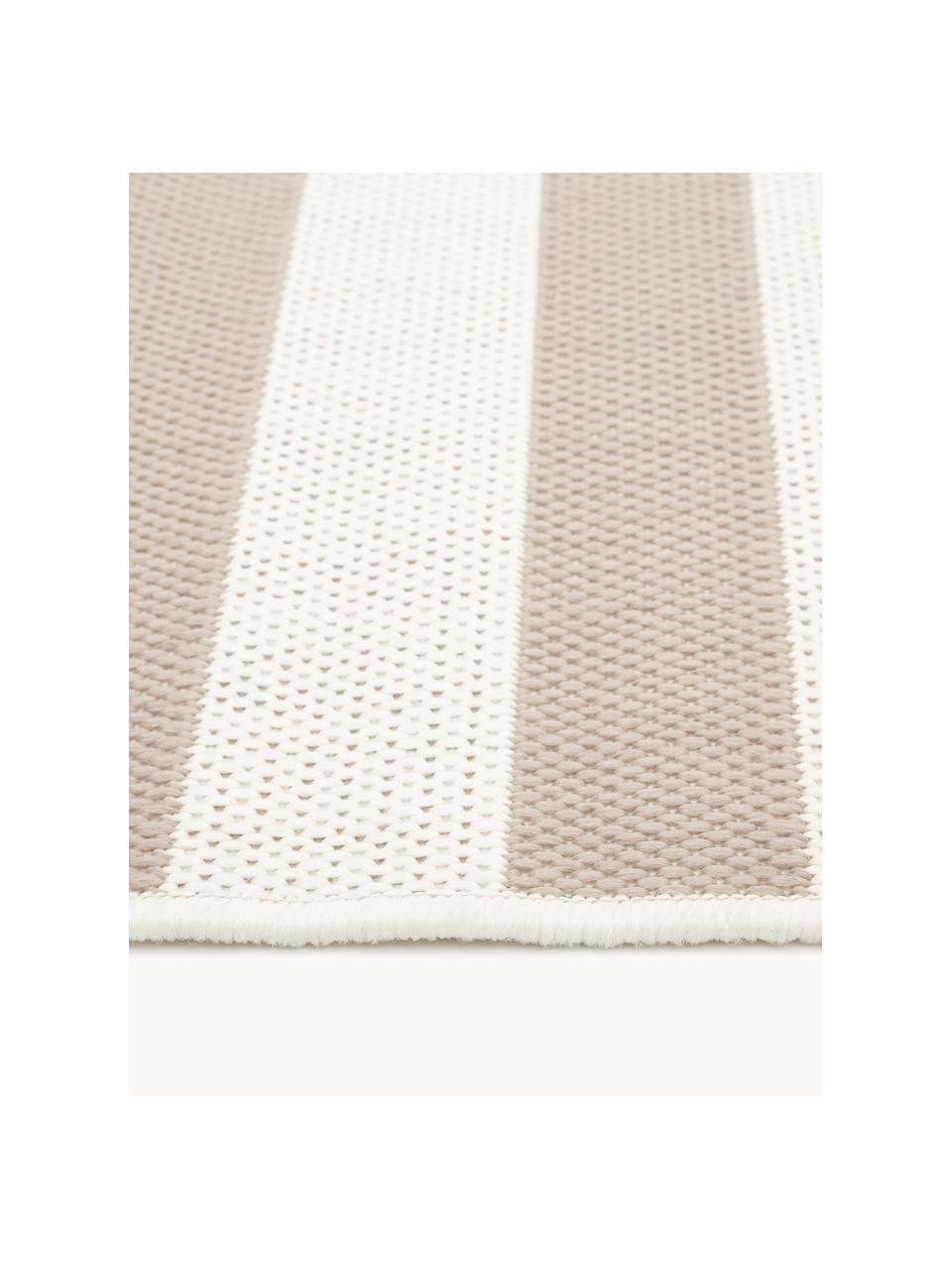 Tapis d'extérieur à jeu de rayures Axa, 86 % polypropylène, 14 % polyester, Blanc cassé, beige clair, larg. 80 x long. 150 cm (taille XS)