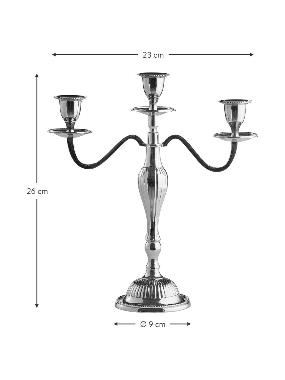 Candelabro artesanal Elle, Metal recubierto, Plateado, An 23 x Al 26 cm