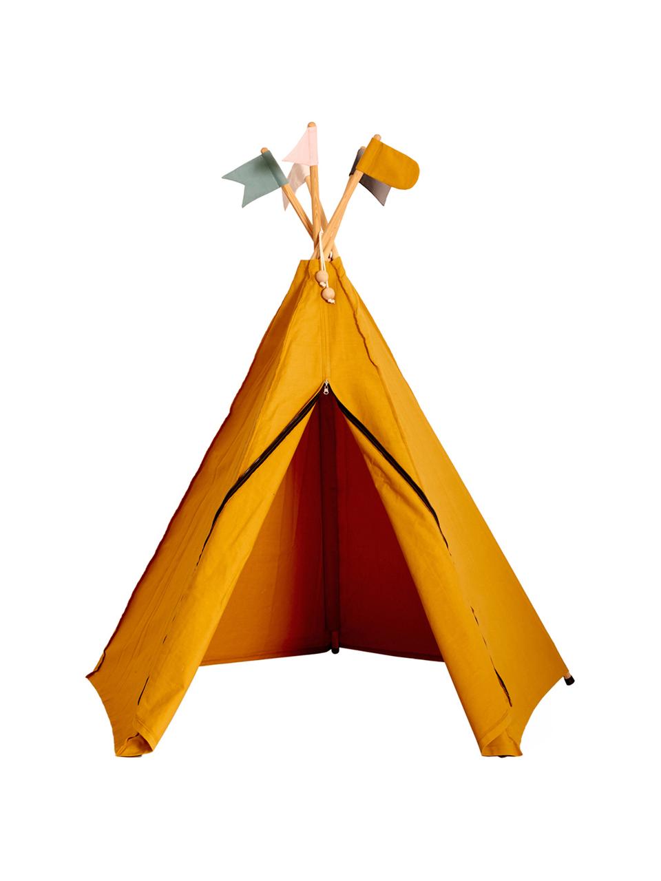 Kinder-tipi Hippie, 100% biokatoen, Okergeel, B 135 x H 135 cm