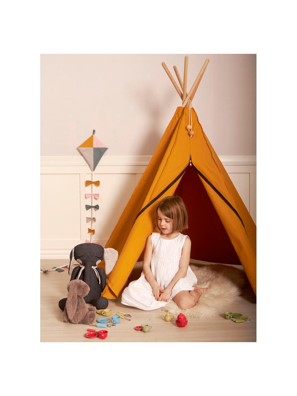 Dětské teepee z organické bavlny Hippie, 100% organická bavlna, Hořčicová, Š 135 cm, V 135 cm