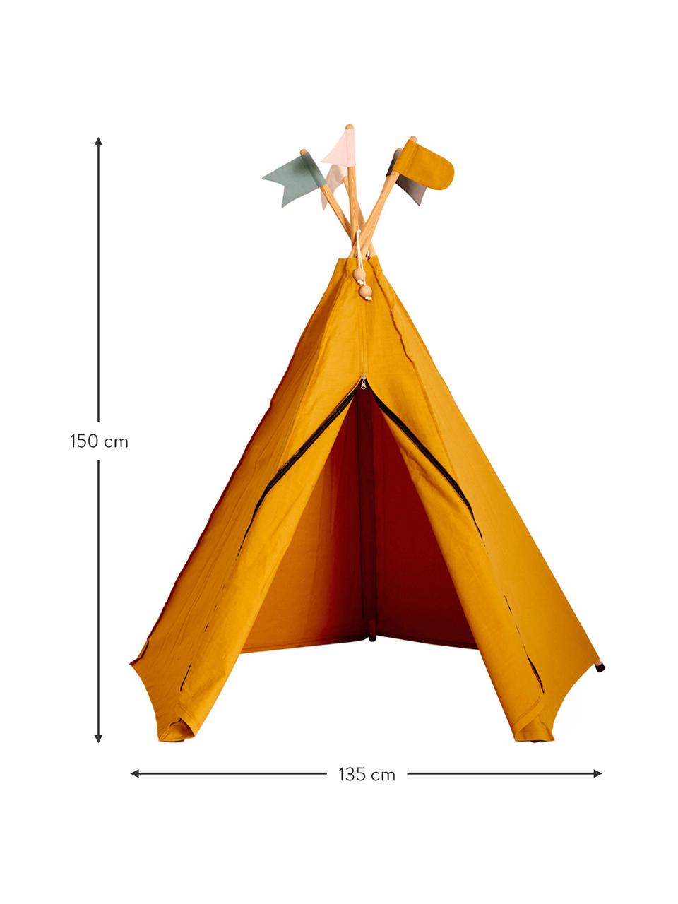 Kinder-tipi Hippie, 100% biokatoen, Okergeel, B 135 x H 135 cm