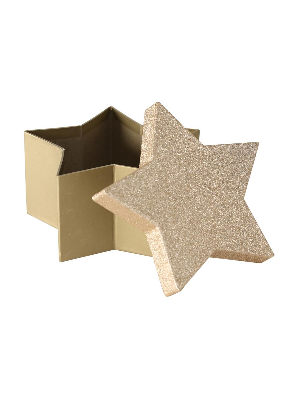 Komplet pudełek prezentowych Star, 3 elem., Papier, Odcienie złotego, Komplet z różnymi rozmiarami