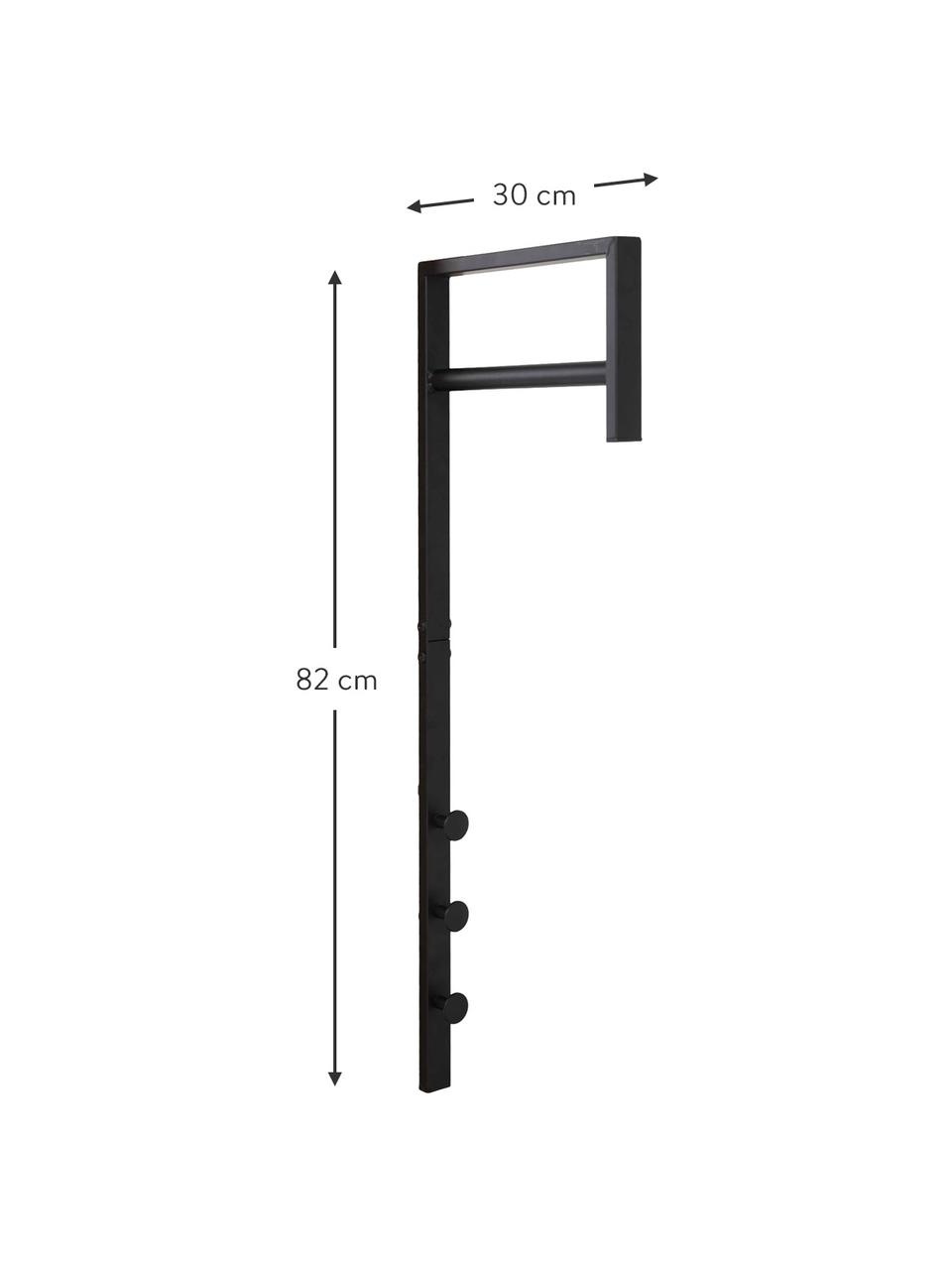 Portemanteau mural en métal Sendi, Métal, enduit, Noir, larg. 30 x haut. 82 cm