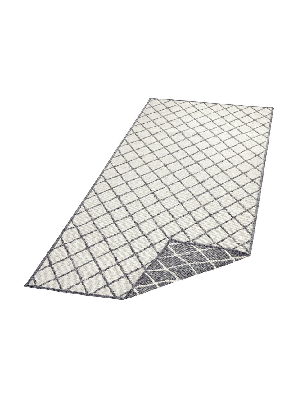 Alfombra reversible de interior/exterior Malaga, Gris, crema, An 80 x L 250 cm
