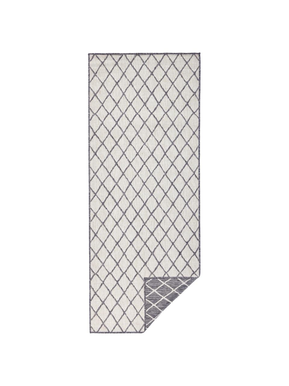 In- und Outdoor-Wendeläufer Malaga, 100 % Polypropylen, Grau, Cremeweiß, B 80 x L 250 cm