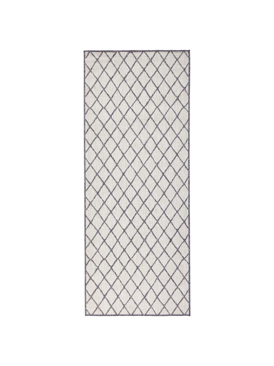 Tapis réversible intérieur-extérieur gris/crème Malaga, 100 % polypropylène, Blanc cassé, gris, larg. 80 x long. 250 cm