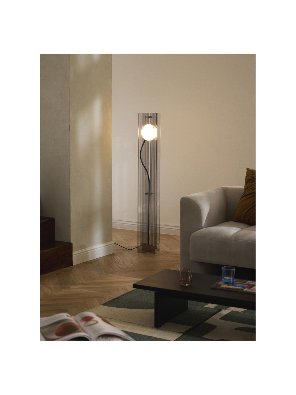 Malá stojací lampa Mills, Světle šedá, stříbrná, V 135 cm