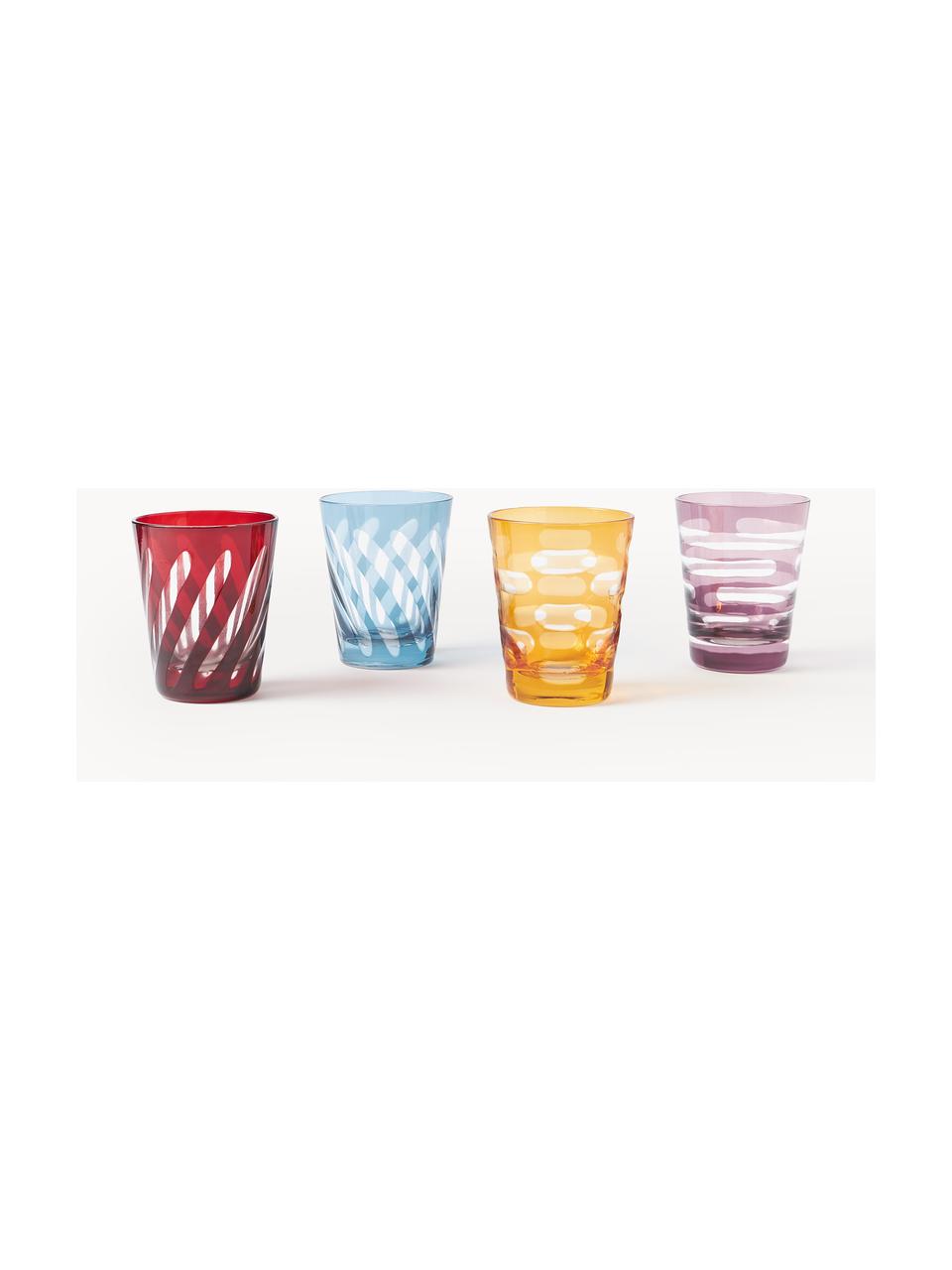 Waterglazenset Tubular, set van 4, Glas, Meerkleurig, Ø 8 x H 10 cm, 250 ml