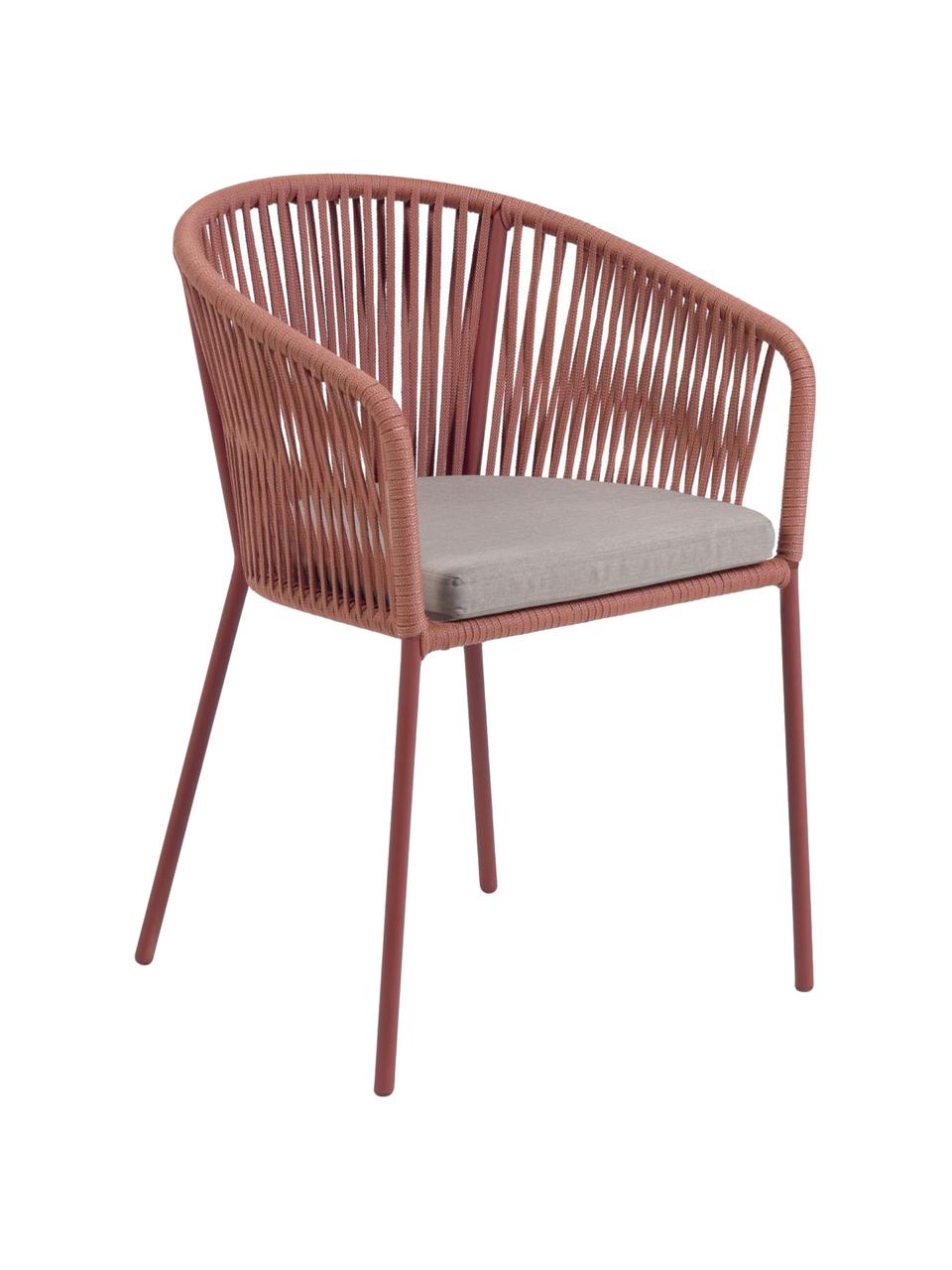 Krzesło ogrodowe Yanet, Stelaż: metal, ocynkowany i lakie, Tapicerka: poliester, Terakota, S 56 x G 51 cm