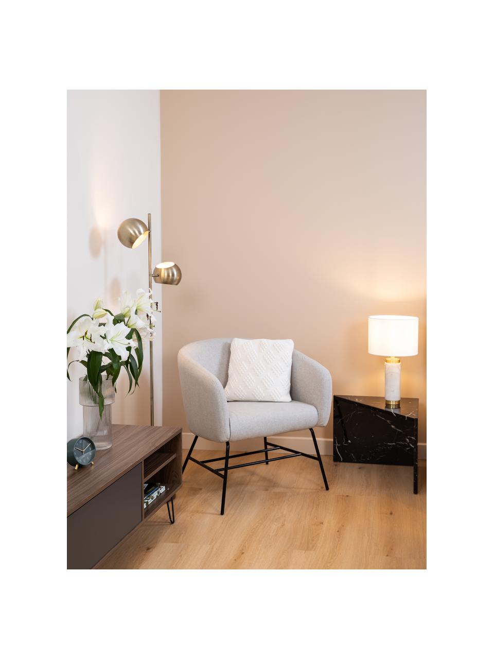 Moderne fauteuil Ramsey in lichtgrijs, Bekleding: polyester, Poten: gepoedercoat metaal, Geweven stof lichtgrijs, B 72 x D 67 cm