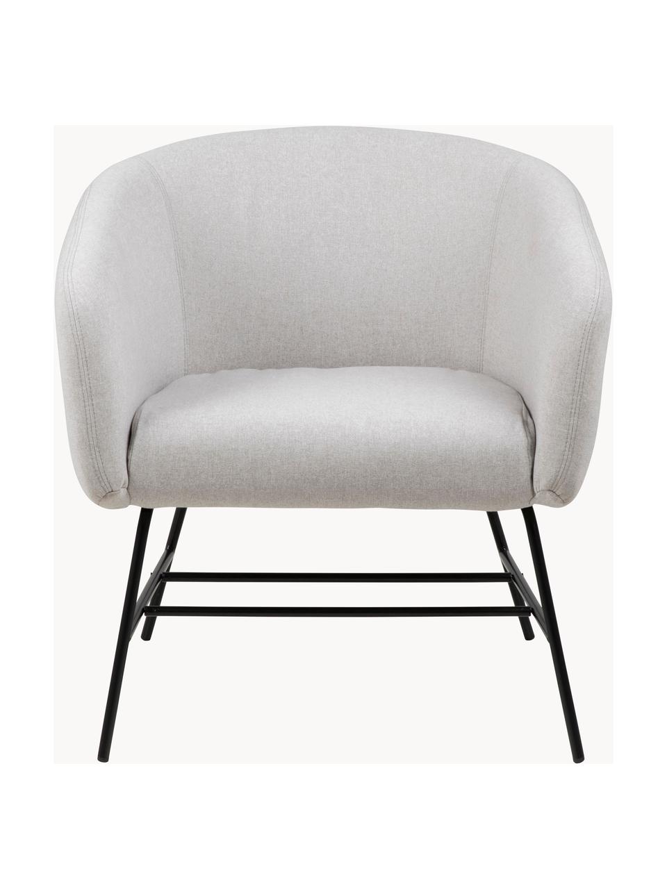 Cocktailfauteuil Ramsey, Bekleding: polyester Met 25.000 schu, Poten: gepoedercoat metaalkleuri, Geweven stof lichtgrijs, B 72 x D 67 cm