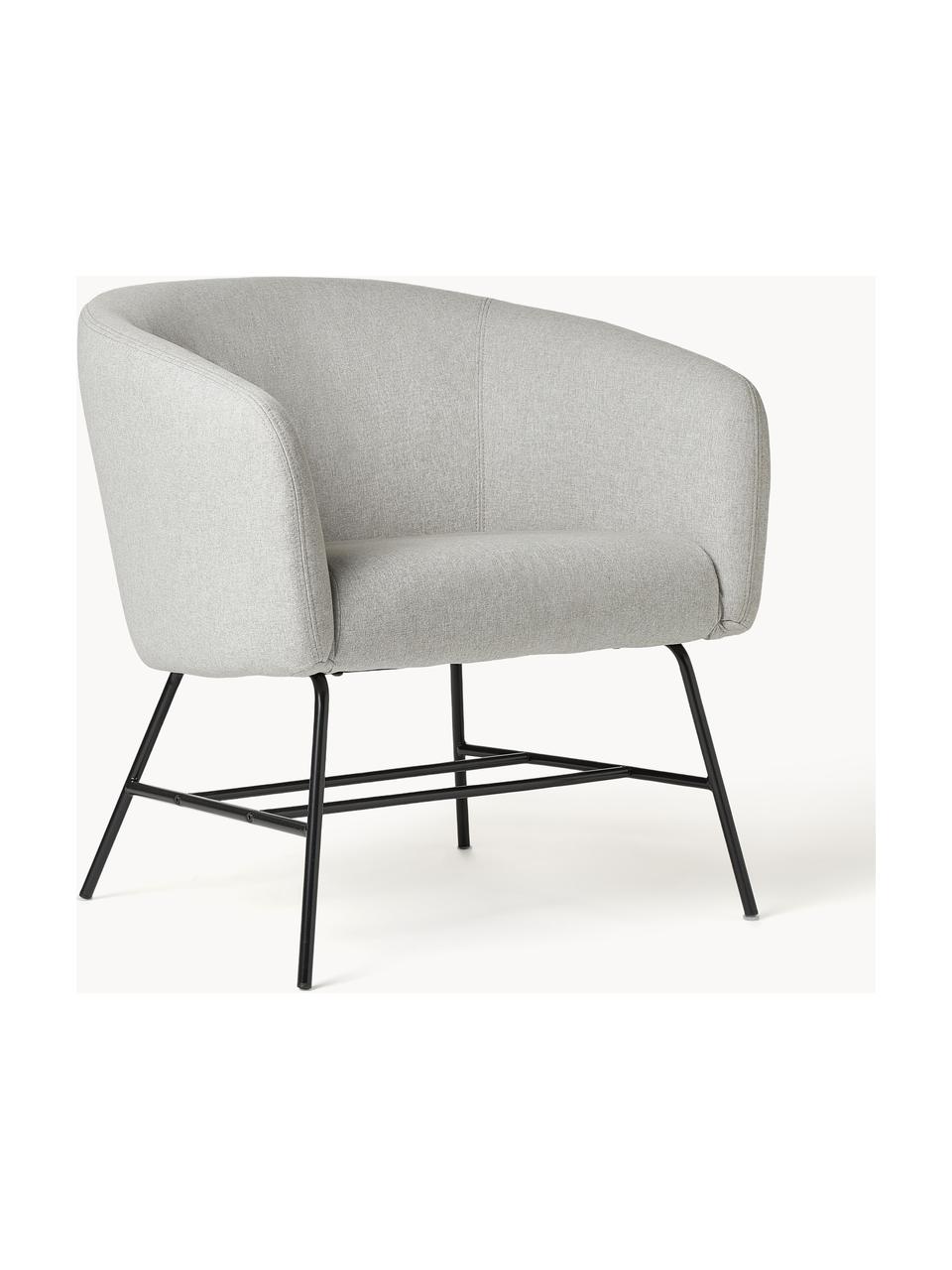 Fauteuil cocktail Ramsey, Tissu gris clair, larg. 72 x prof. 67 cm