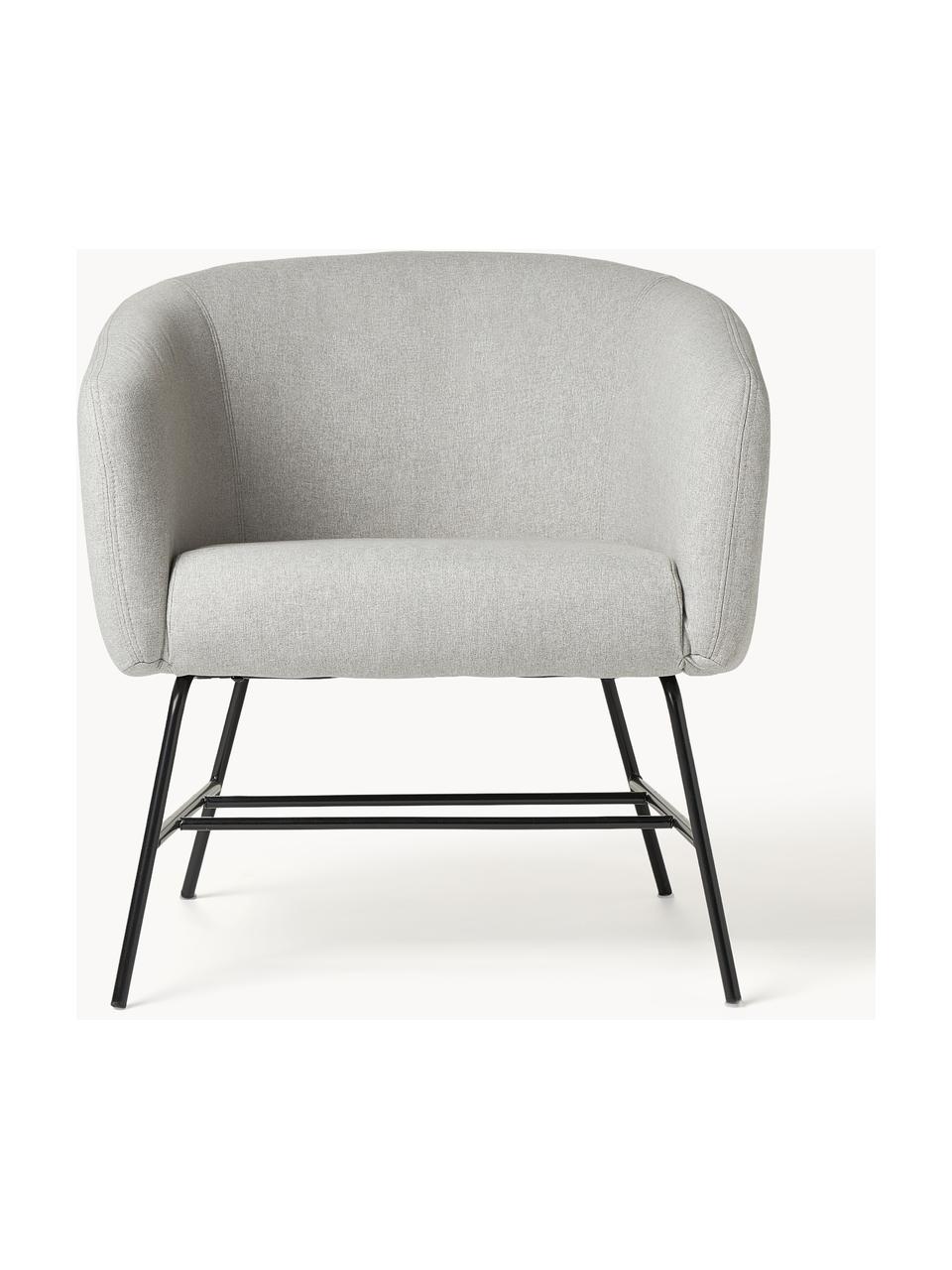 Fauteuil cocktail Ramsey, Tissu gris clair, larg. 72 x prof. 67 cm