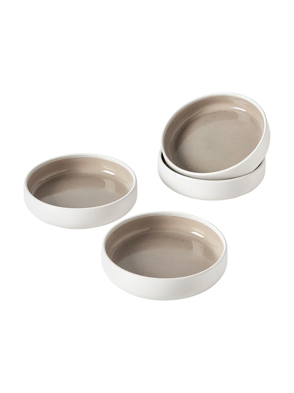 Set 12 piatti Ginger, 4 persone, Gres, Bianco latteo, beige, Set in varie misure