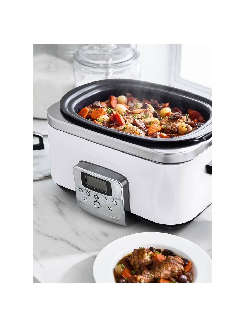 Slow Cooker con rivestimento antiaderente Elite, Coperchio: vetro, Bianco, Larg. 46 x Alt. 28 cm