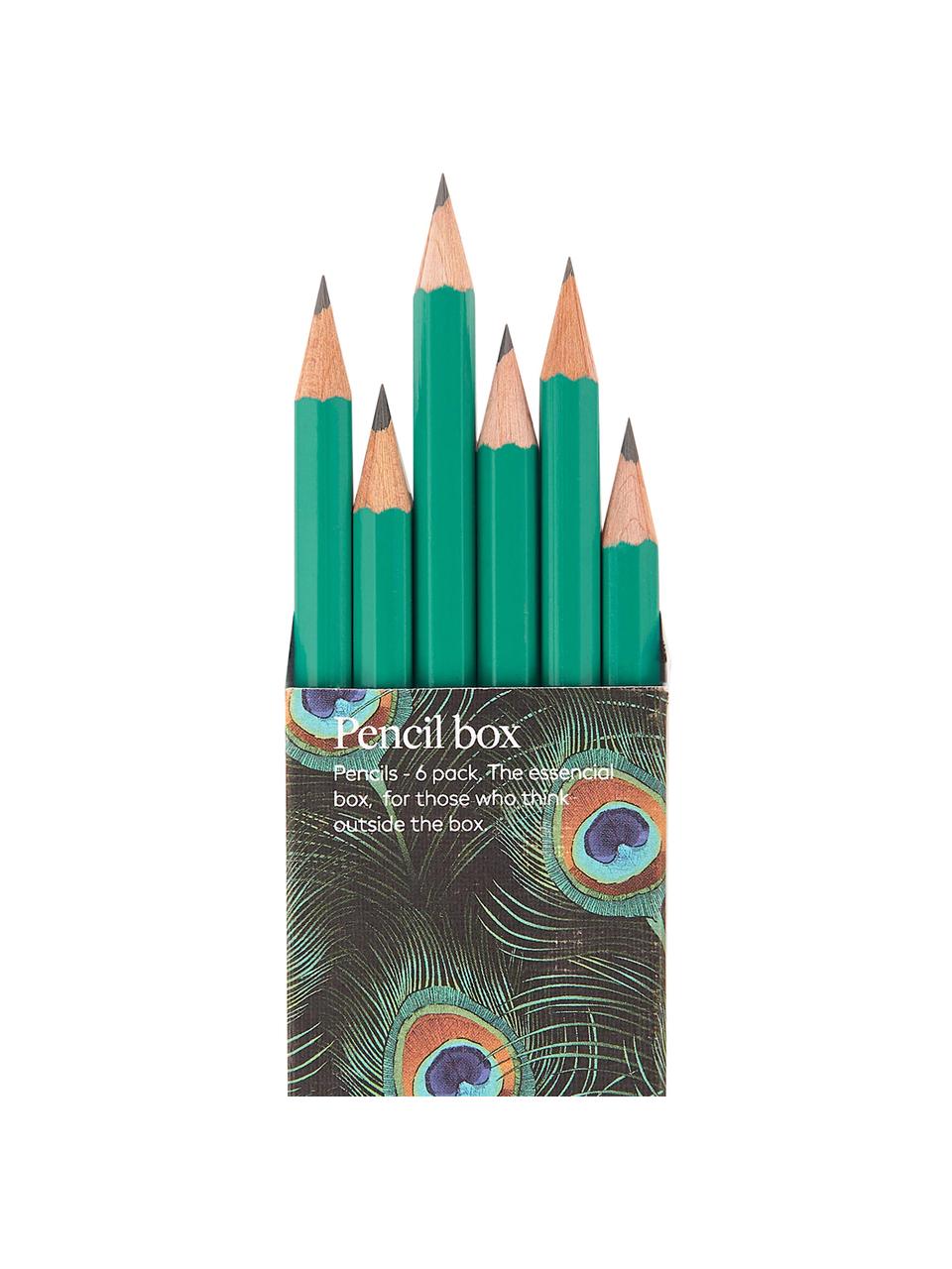 Set de lápices Peacock, 6 pzas., Madera, Multicolor, An 18 x Al 5 cm
