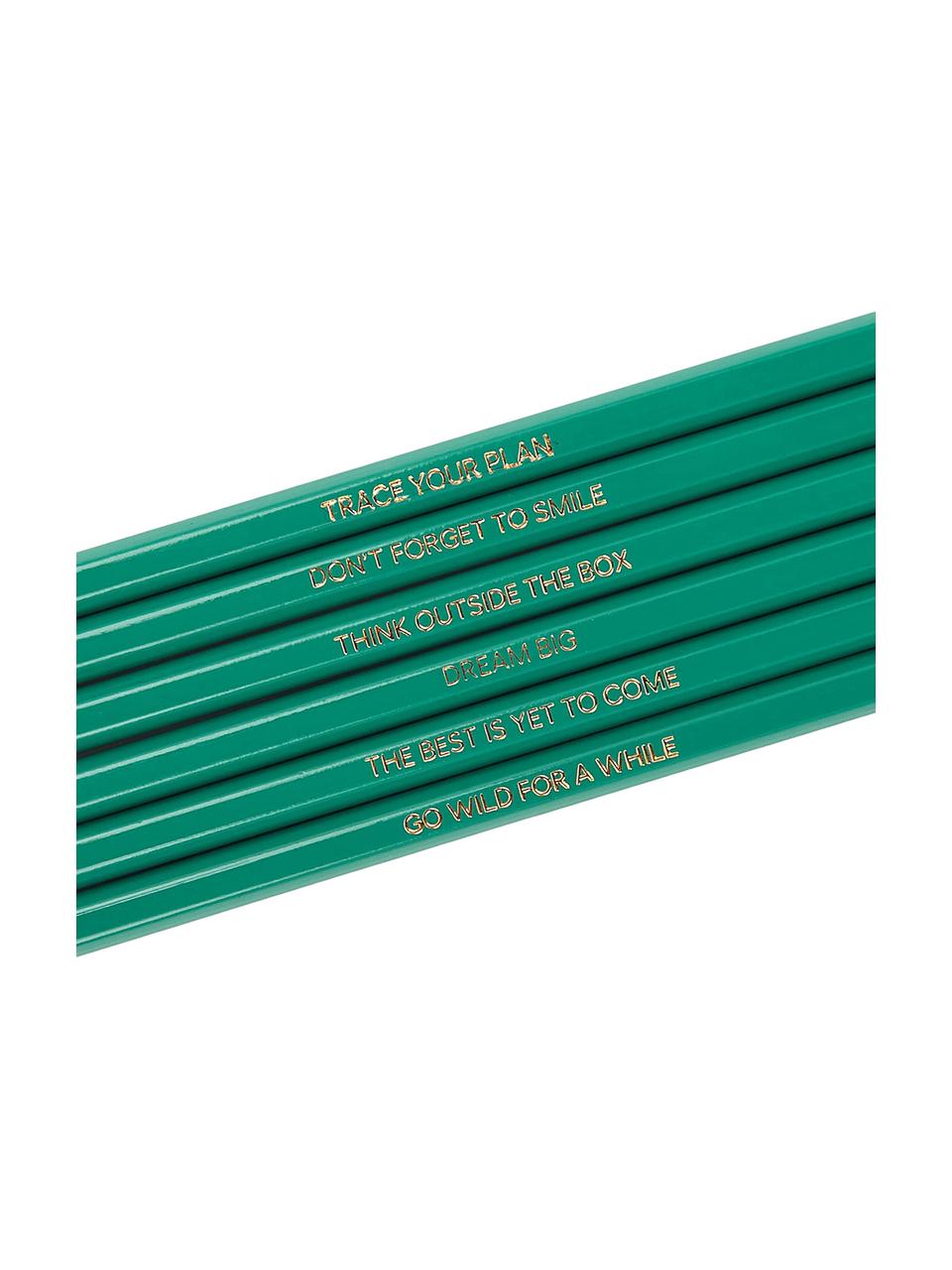 Bleistift-Set Peacock, 6-tlg., Holz, Schwarz, Mehrfarbig, Grün, 18 x 5 cm