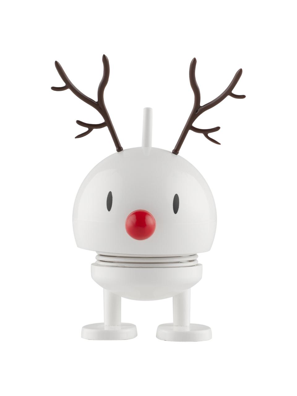 Decoratief object Reindeer Bumble, Kunststof, metaal, Wit, zwart, rood, Ø 5 x H 9 cm