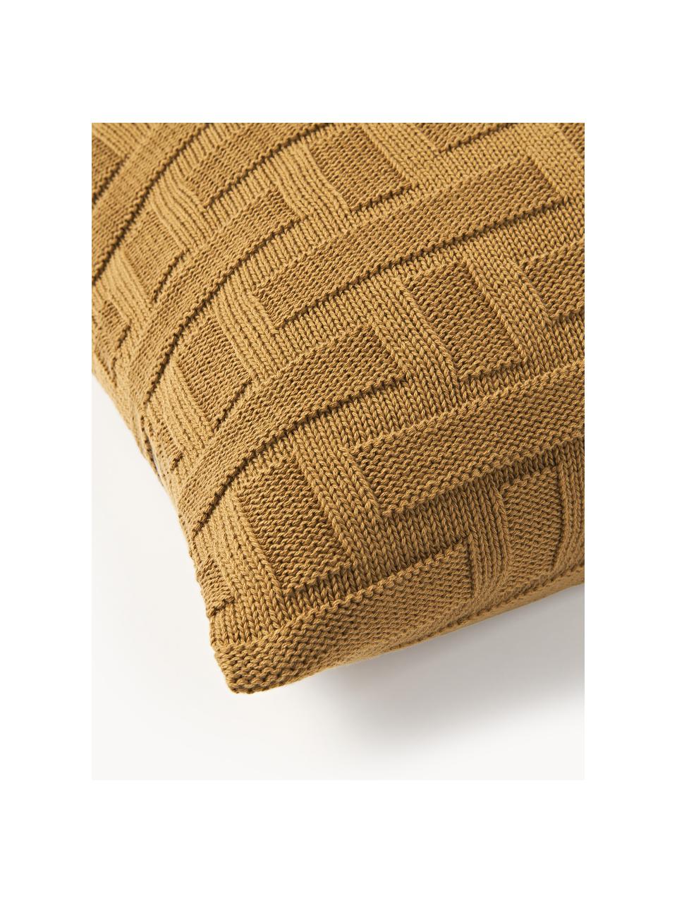 Pletený bavlněný povlak na polštář Gwen, 100 % bavlna, Okrová, Š 50 cm, D 50 cm