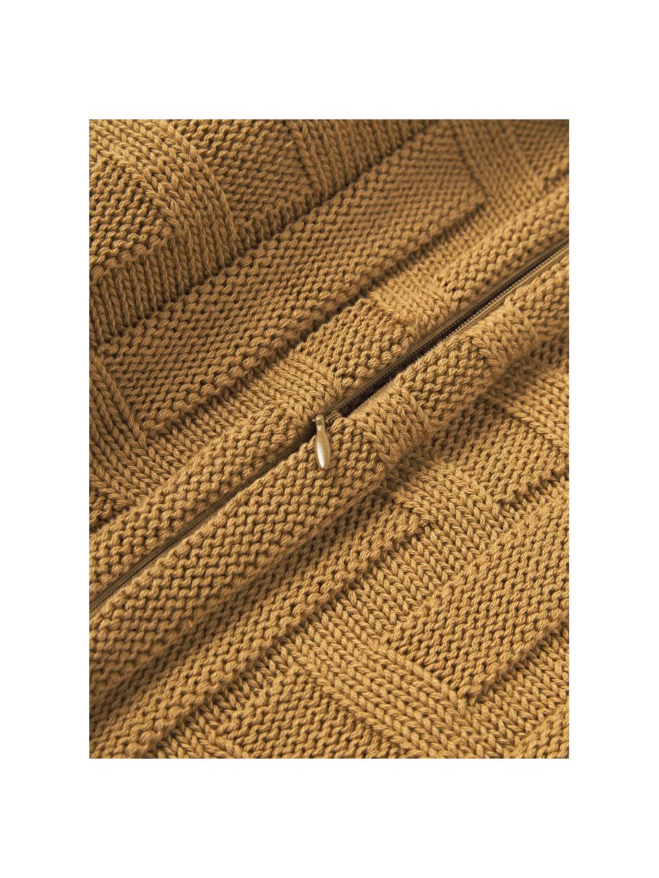 Copricuscino in cotone a maglia Gwen, 100% cotone, Ocra, Larg. 50 x Lung. 50 cm