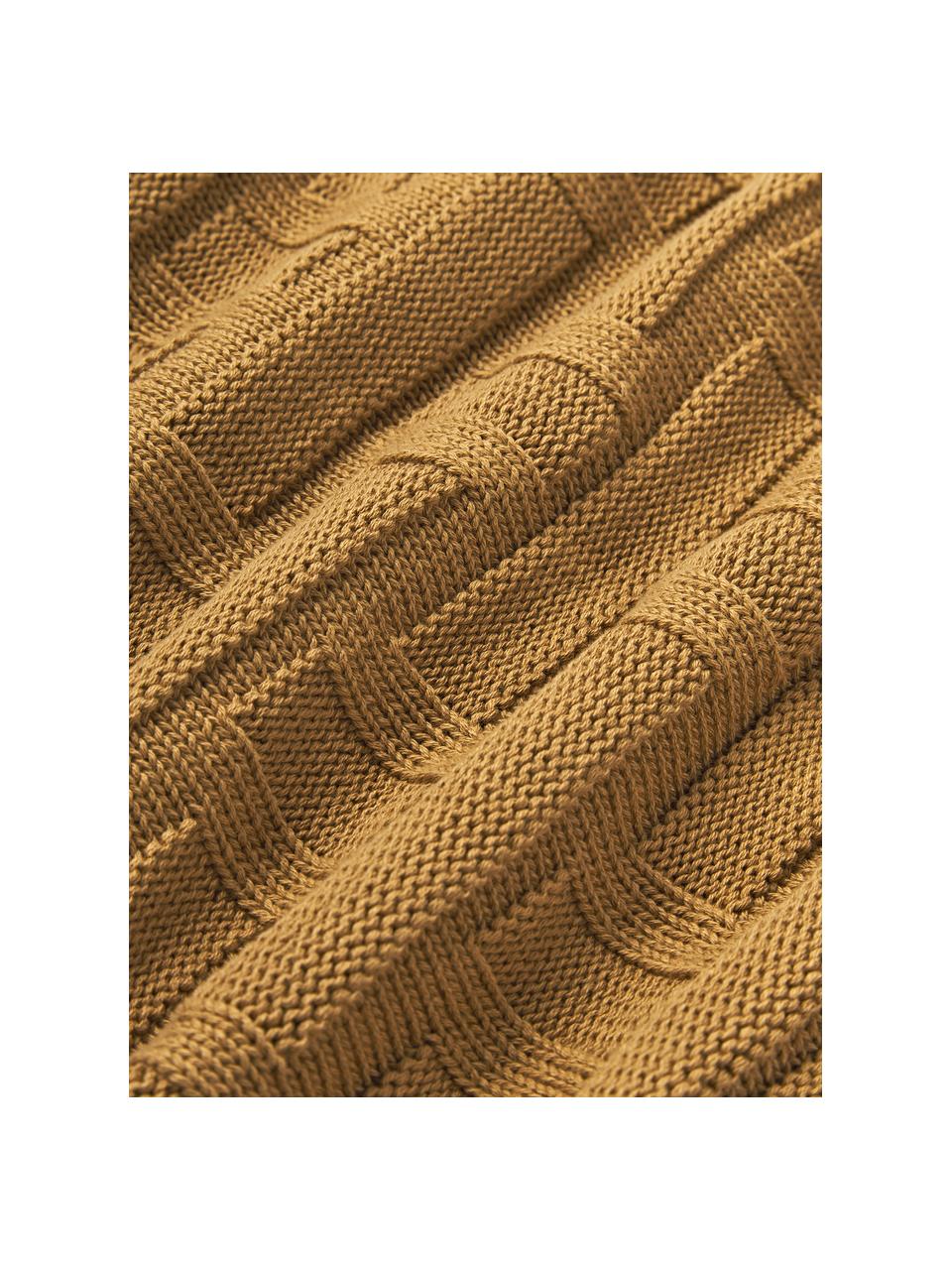 Housse de coussin 50x50 en tricot Gwen, 100% coton, Ocre, larg. 50 x long. 50 cm