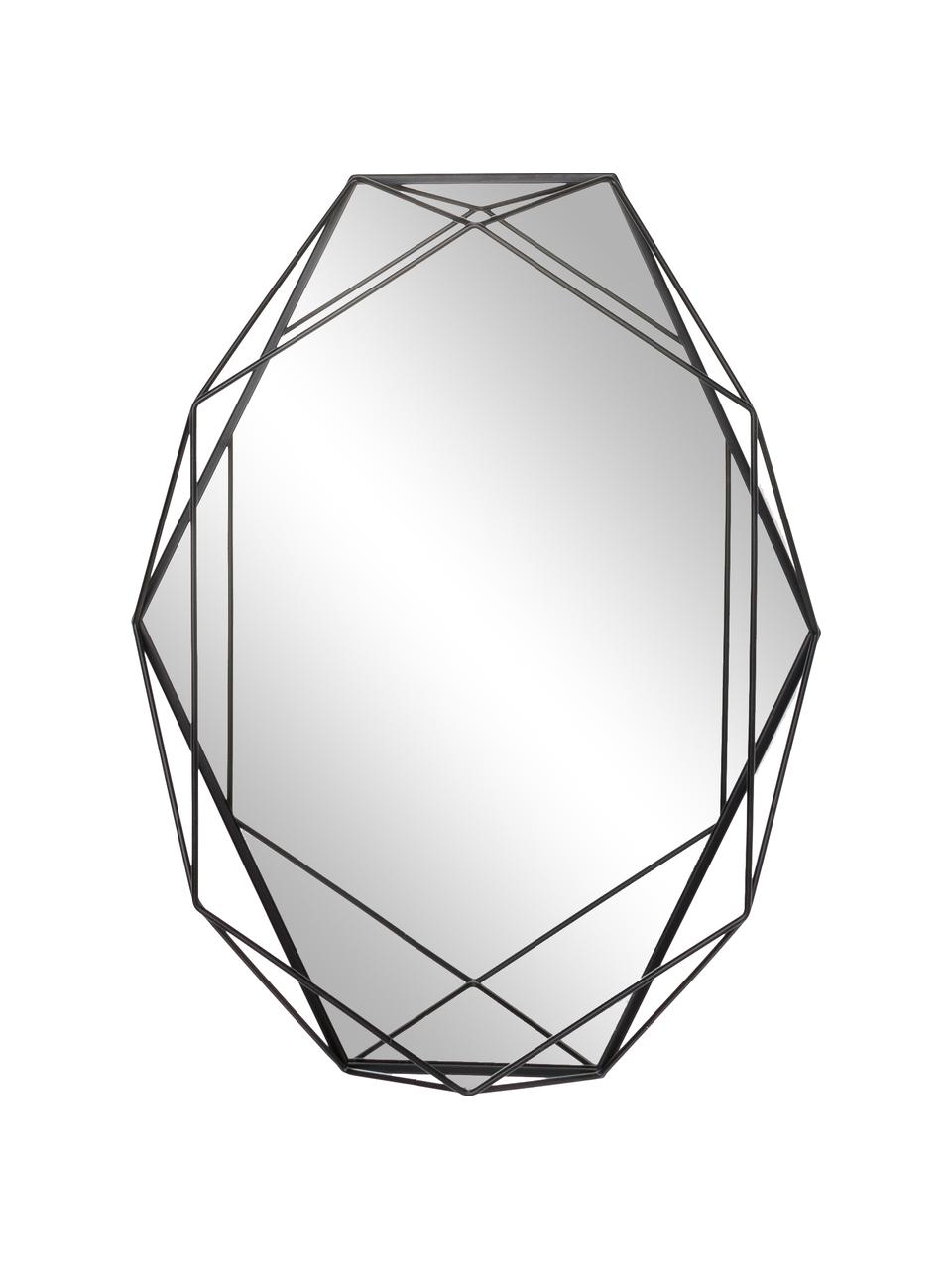 Specchio da parete con cornice in acciaio nero Prisma, Cornice: acciaio verniciato, Superficie dello specchio: lastra di vetro, Nero, Larg. 43 x Alt. 57 cm