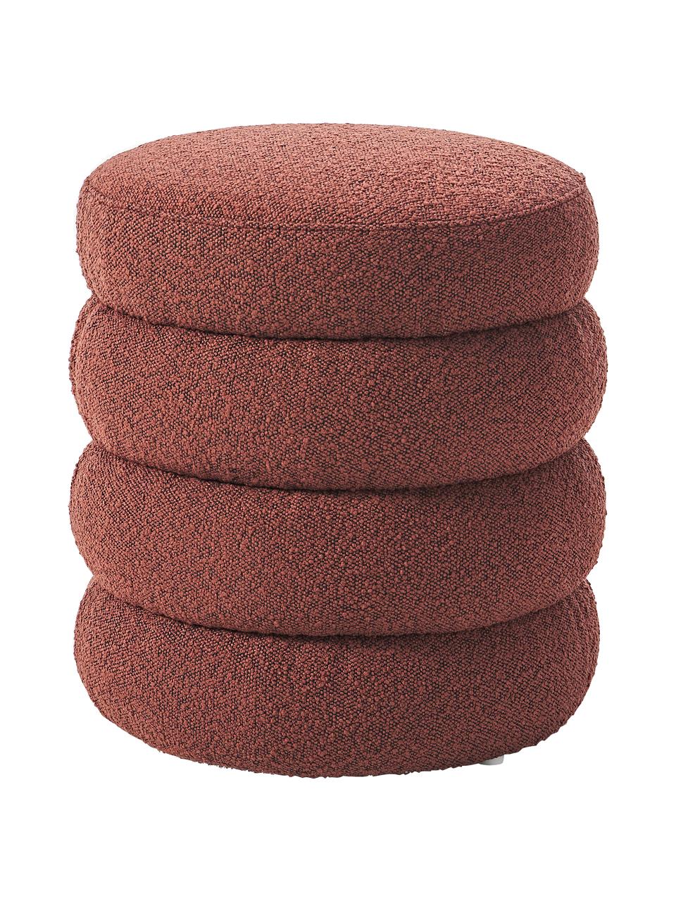 Čalouněný bouclé taburet Alto, Rezavá, Ø 42 cm, V 47 cm