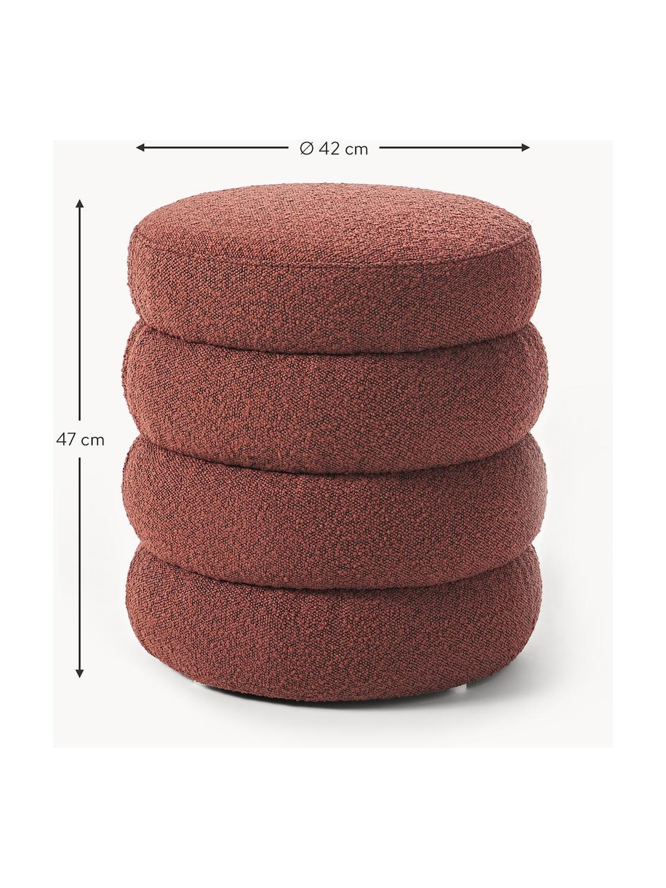 Bouclé-Hocker Alto, Bezug: Bouclé (100 % Polyester) , Gestell: Massives Kiefernholz, Spe, Bouclé Weinrot, Ø 42 x H 47 cm