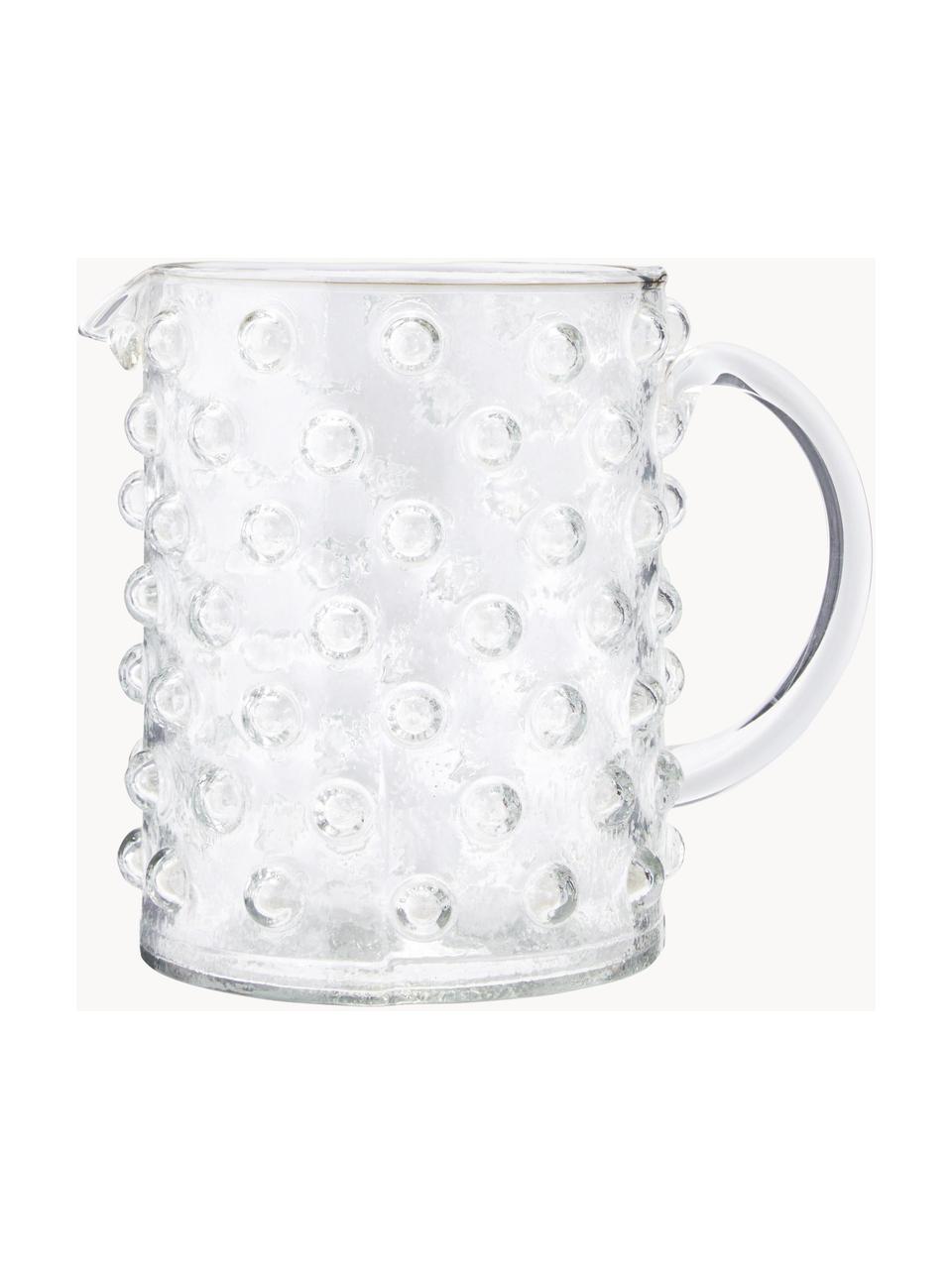Ručne fúkaný džbán s reliéfnym vzorom Spike, 1.3 L, Fúkané sklo, Priehľadná, 1,3 l