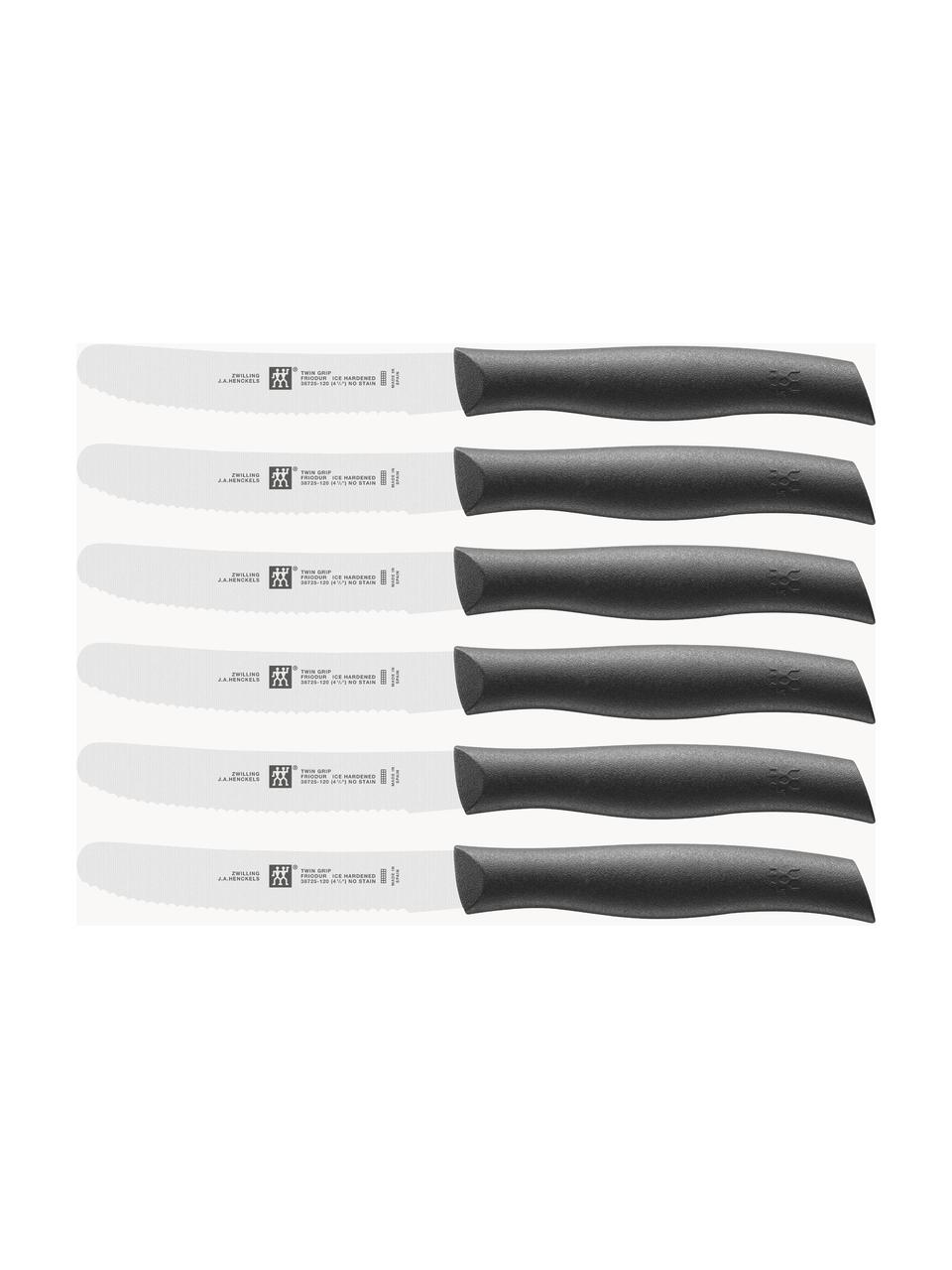 Cuchillos de desayuno Twin, 6 pzas., Asa: plástico, Plateado, negro, L 25 cm