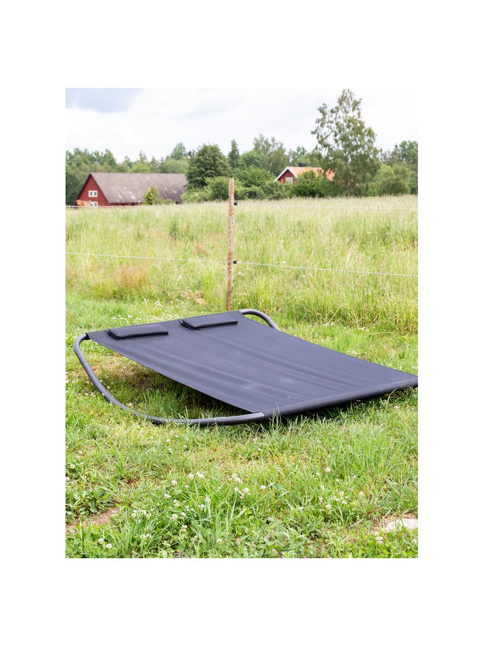 Leżak ogrodowy podwójny Gordo, Stelaż: metal malowany proszkowo, Czarny, D 200 x S 180 cm